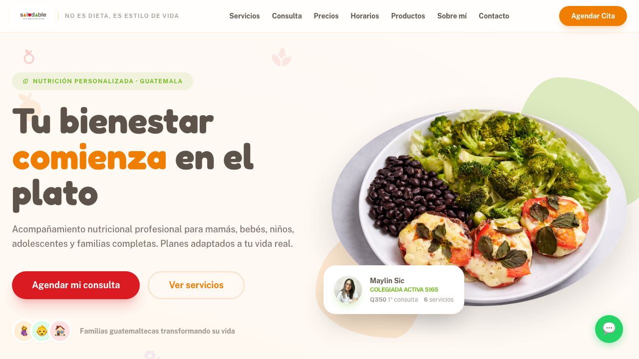 Nutrition clinic website with online appointment scheduling